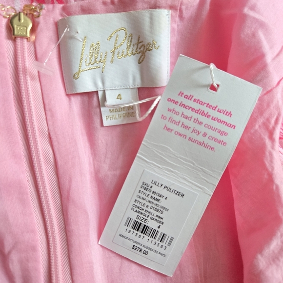 New Lilly Pulitzer Calina Filigree Linen Conch Shell Pink Midi Dress Size 4 NWT - Picture 12 of 14